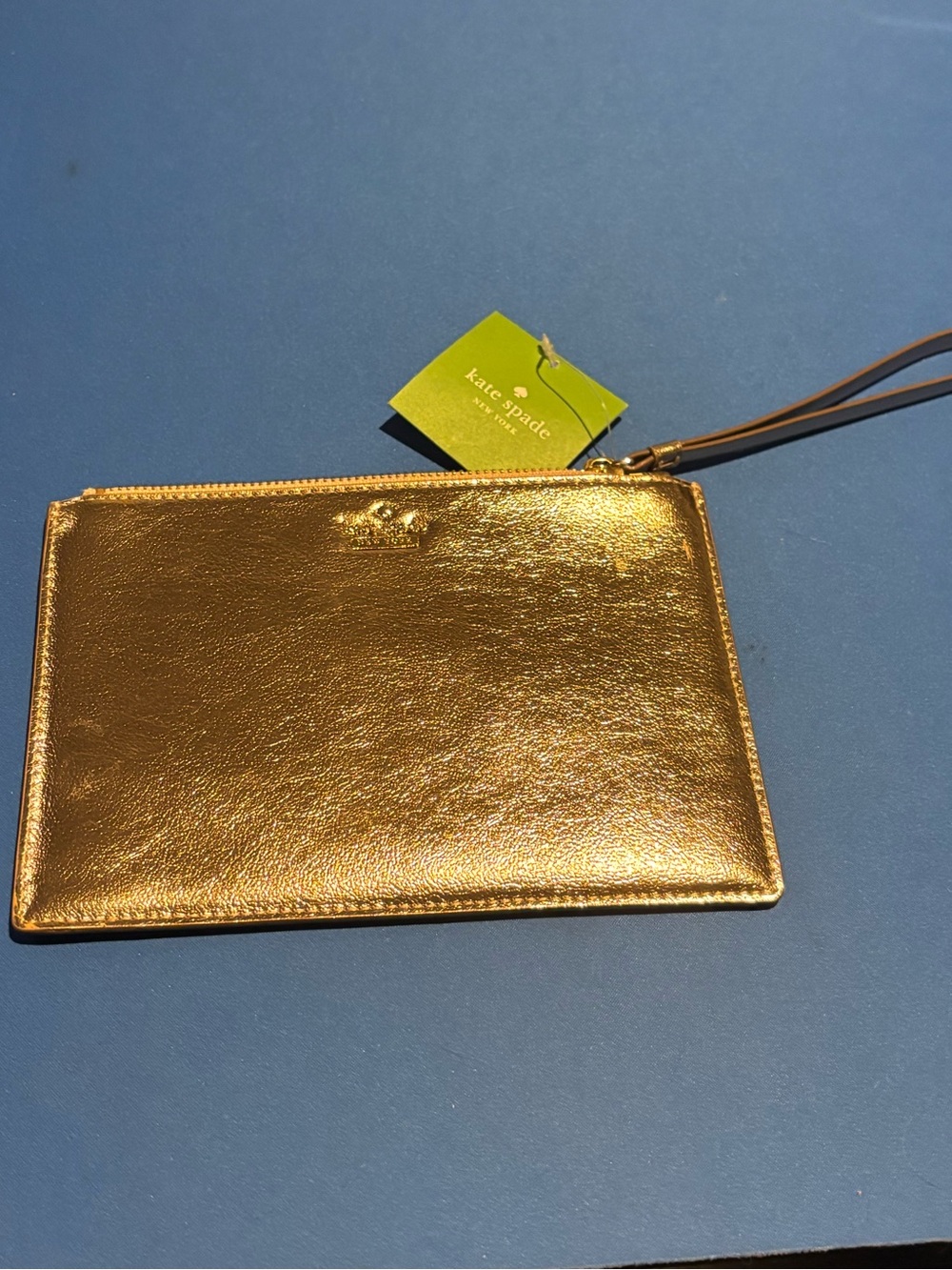 Kate Spade Metallic Gold Wristlet Clutch NWT
